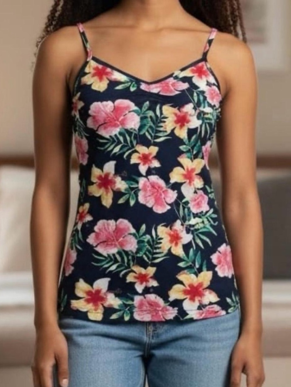 (NWOT) Vintage No Boundaries Women’s Floral Summer Cami/Tank Top, Medium (7-9)